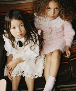 Self-portrait KIDS Fluffy Cable Knit Cardigan