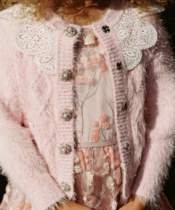 Self-portrait KIDS Fluffy Cable Knit Cardigan