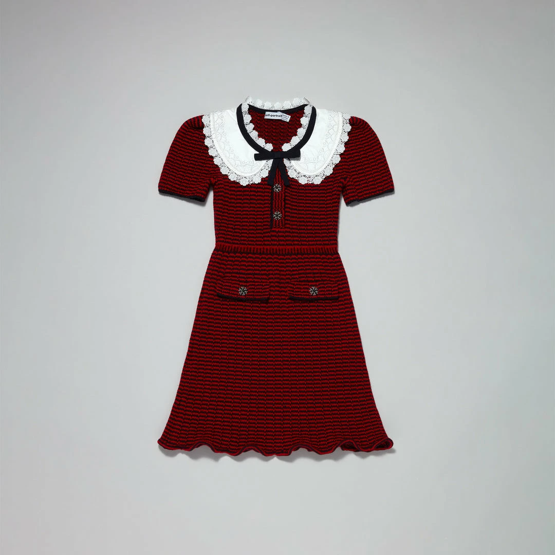 Self-portrait KIDS Red And Navy Knit Dress