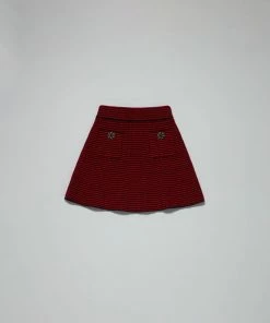 Self-portrait Red And Navy Knit Skirt