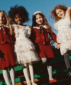 Self-portrait Red And Navy Knit Skirt
