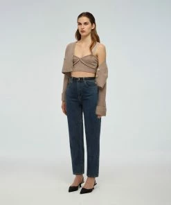 Self-portrait Blue High Waisted Straight Leg Jeans