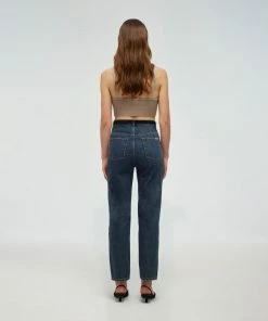 Self-portrait Blue High Waisted Straight Leg Jeans