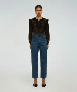 Self-portrait 26'' Blue High Waisted Straight Leg Jean READY TO WEAR