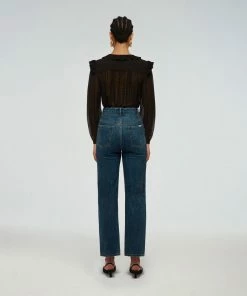Self-portrait 26'' Blue High Waisted Straight Leg Jean READY TO WEAR
