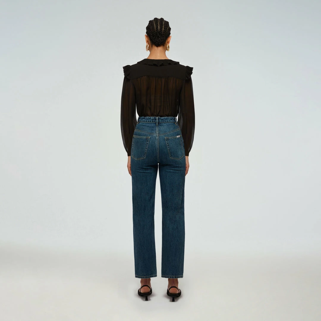 Self-portrait 26'' Blue High Waisted Straight Leg Jean READY TO WEAR