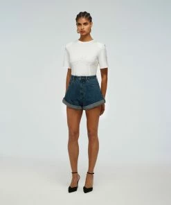 Self-portrait Blue High Waisted Denim Short
