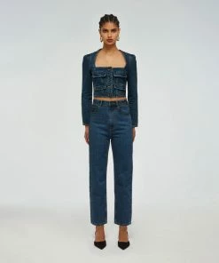 Self-portrait Blue Denim Top READY TO WEAR