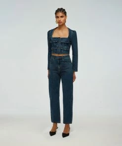 Self-portrait Blue Denim Top READY TO WEAR