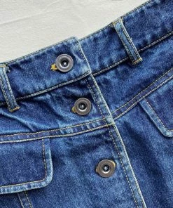 Self-portrait Blue Denim Midi Skirt READY TO WEAR