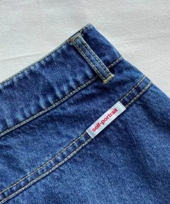 Self-portrait Blue Denim Midi Skirt READY TO WEAR