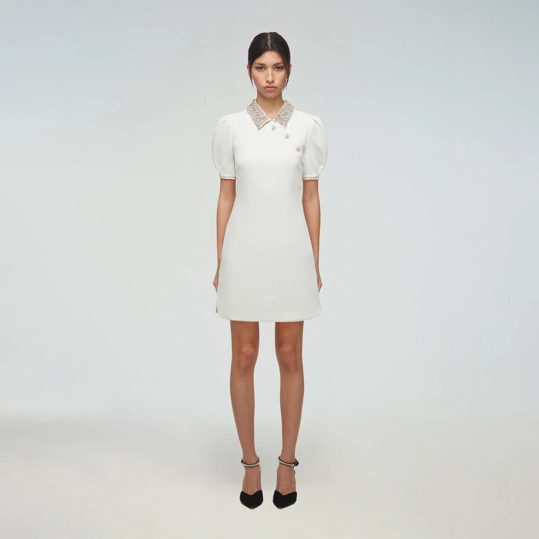 Self-portrait READY TO WEAR Diamante Collar Crepe Dress