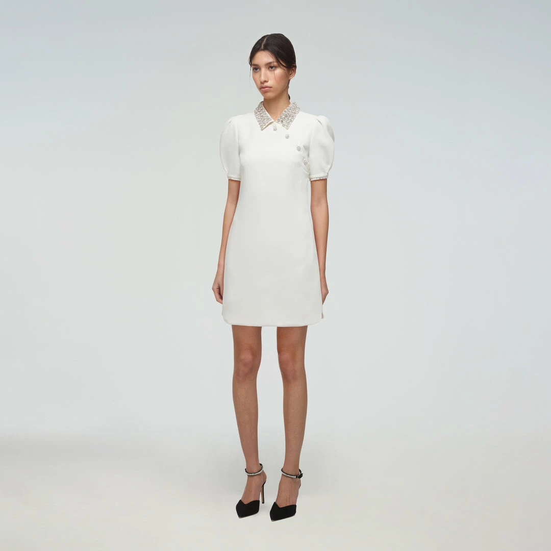 Self-portrait READY TO WEAR Diamante Collar Crepe Dress