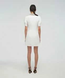 Self-portrait READY TO WEAR Diamante Collar Crepe Dress