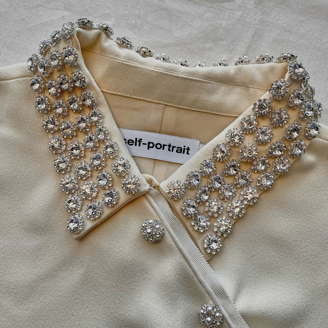 Self-portrait READY TO WEAR Diamante Collar Crepe Dress