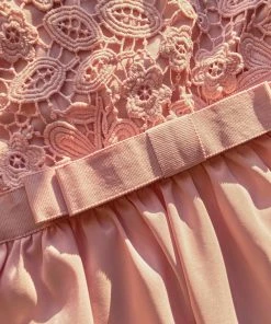 Self-portrait Pink Guipure Lace Taffeta Mini Dress