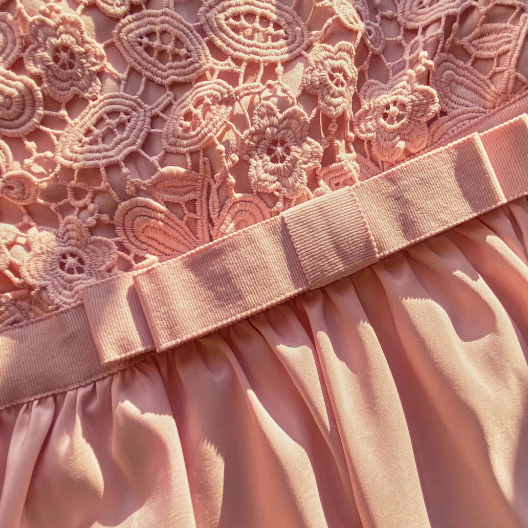 Self-portrait Pink Guipure Lace Taffeta Mini Dress