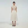 Self-portrait Ivory Guipure Lace And Taffeta Midi Dress