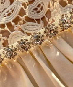 Self-portrait Ivory Guipure Lace And Taffeta Midi Dress