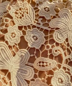 Self-portrait Ivory Guipure Lace And Taffeta Midi Dress