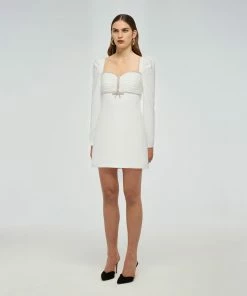 Self-portrait White Crepe Diamante Mini Dress