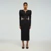 Self-portrait Black Cotton Cut Out Midi Dress READY TO WEAR