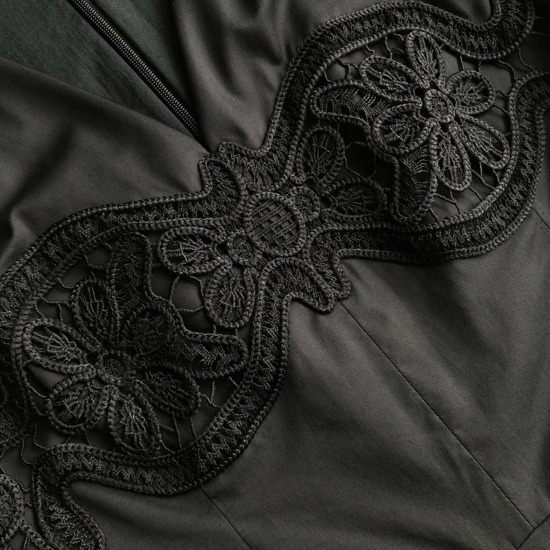 Self-portrait Black Cotton Cut Out Midi Dress READY TO WEAR