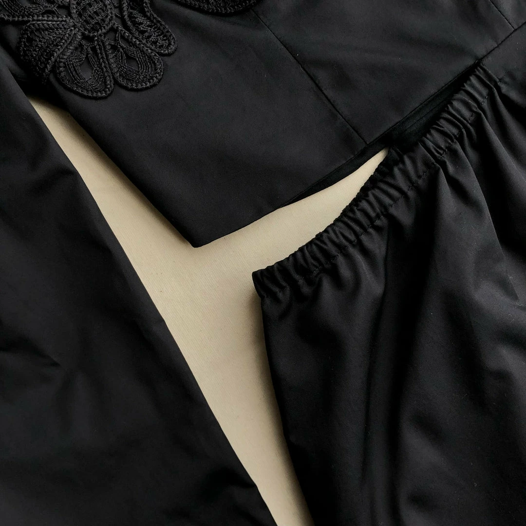 Self-portrait Black Cotton Cut Out Midi Dress READY TO WEAR