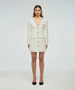 Self-portrait Cream Boucle Mini Dress