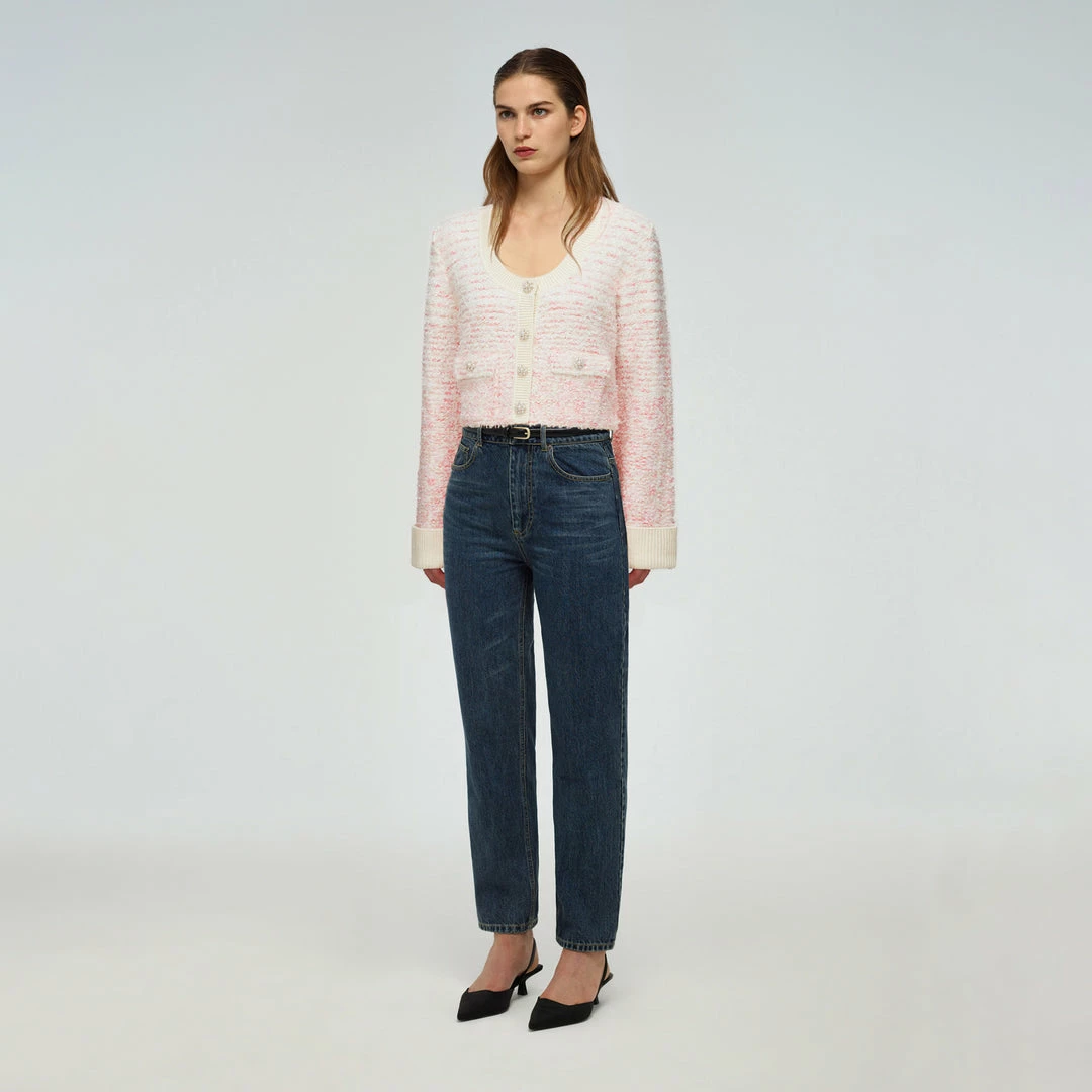 Self-portrait Textured Knit Cardigan