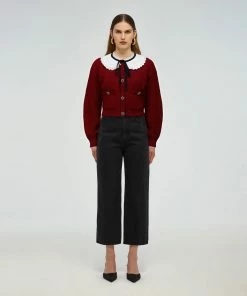 Self-portrait Red And Navy Stripe Cardigan