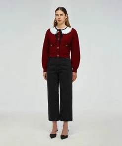 Self-portrait Red And Navy Stripe Cardigan