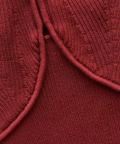 Self-portrait Burgundy Lace Applique Knit Dress