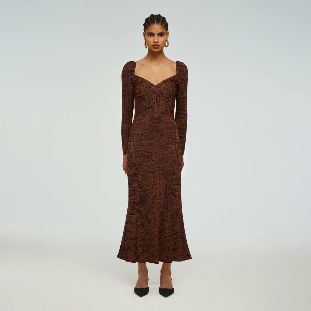 Self-portrait Crossover Knit Midi Dress