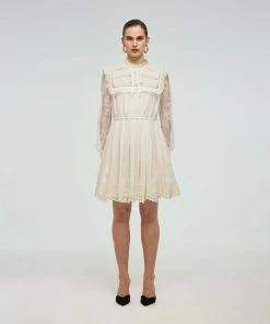 Self-portrait Dresses Ivory Broderie Chiffon Dress