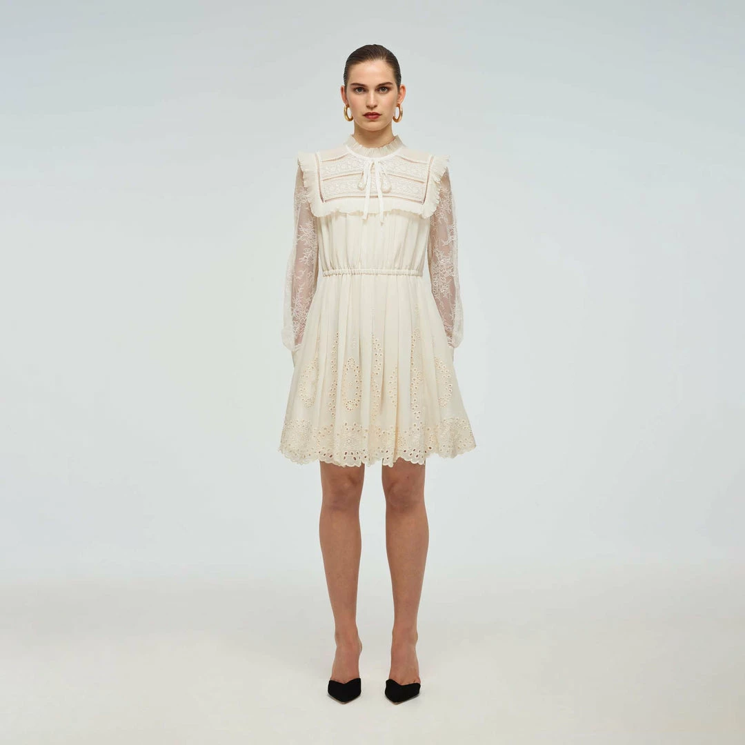 Self-portrait Dresses Ivory Broderie Chiffon Dress