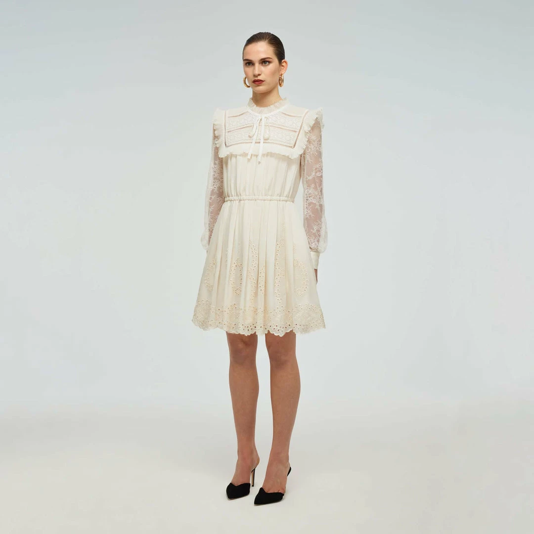 Self-portrait Dresses Ivory Broderie Chiffon Dress