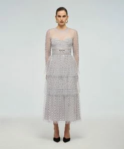 Self-portrait Cluster Sequin Tiered Midi Dress READY TO WEAR