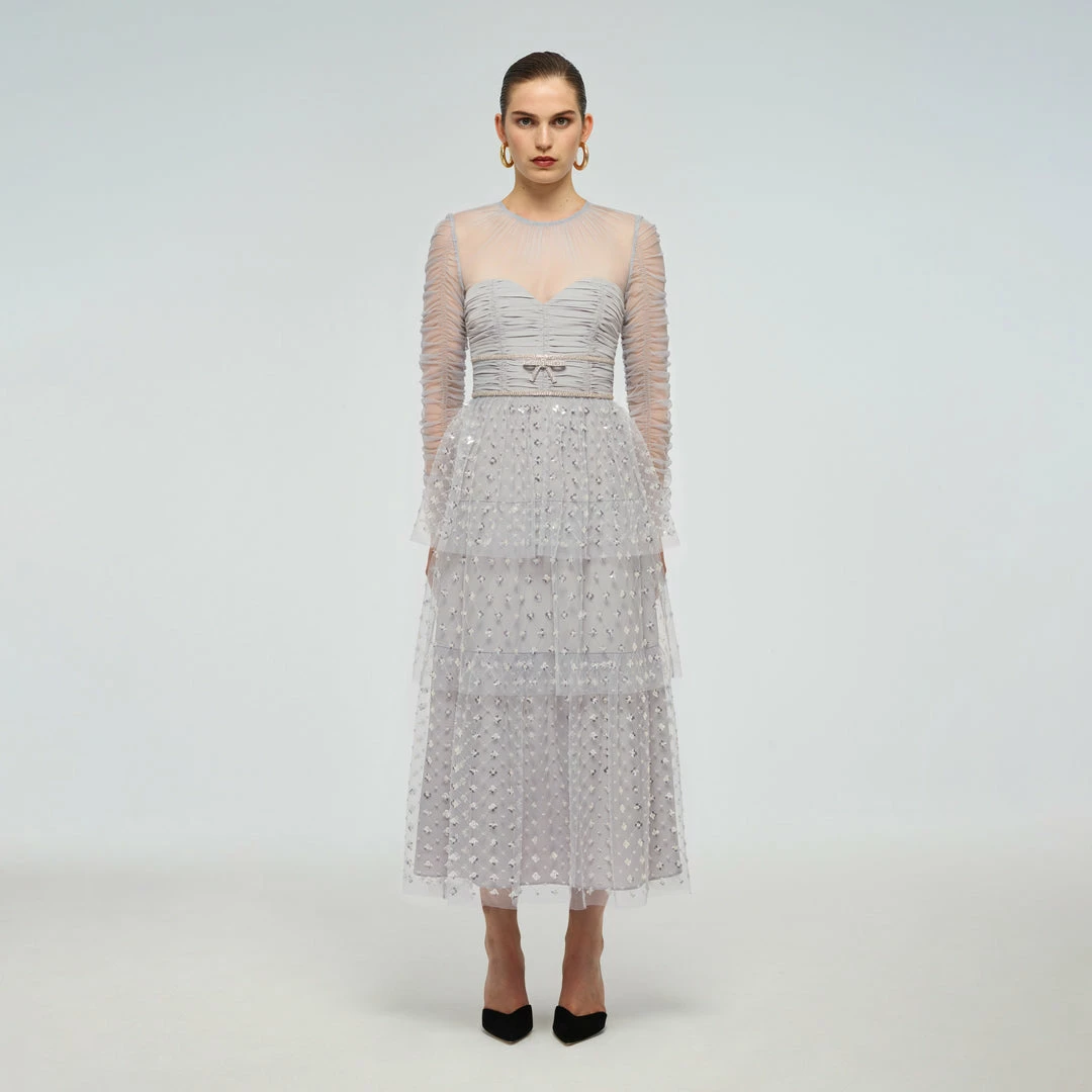 Self-portrait Cluster Sequin Tiered Midi Dress READY TO WEAR