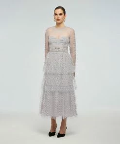 Self-portrait Cluster Sequin Tiered Midi Dress READY TO WEAR
