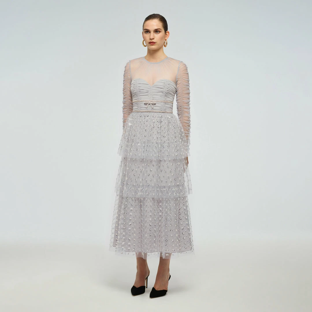 Self-portrait Cluster Sequin Tiered Midi Dress READY TO WEAR