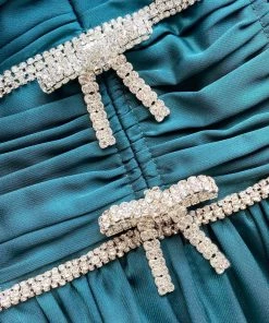 Self-portrait READY TO WEAR Diamante Trim Midi Dress