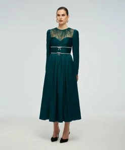 Self-portrait READY TO WEAR Diamante Trim Midi Dress