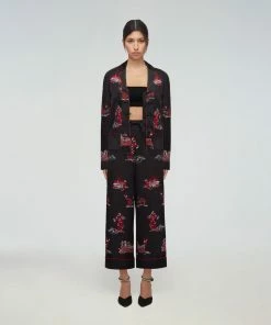 Self-portrait Embroidered Crepe Trouser