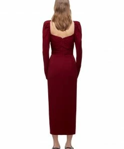 Self-portrait Burgundy Iris Wrap Midi Dress READY TO WEAR