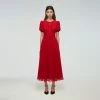 Self-portrait NEW ARRIVALS Red Chiffon Midi Dress