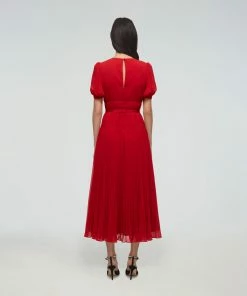 Self-portrait NEW ARRIVALS Red Chiffon Midi Dress