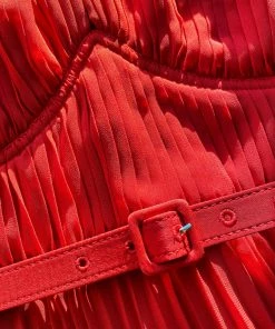 Self-portrait NEW ARRIVALS Red Chiffon Midi Dress