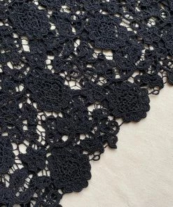 Self-portrait Black Guipure Fitted Midi Dress