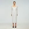 Self-portrait White Lace Back Taffeta Midi Dress